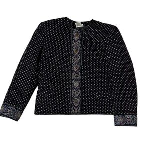 Vera Bradley Black Vintage Quilted Button Decorative Cuff Jacket Size Small